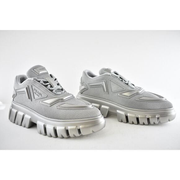 Prada Monolith Evolution Thunder Lug Sole Silver Platform Flat Low Sneaker 38 - Picture 4 of 12